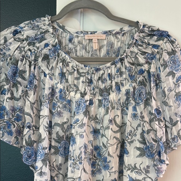 Rebecca Taylor Cream Ruched Ruffled Blouse - Picture 3 of 4